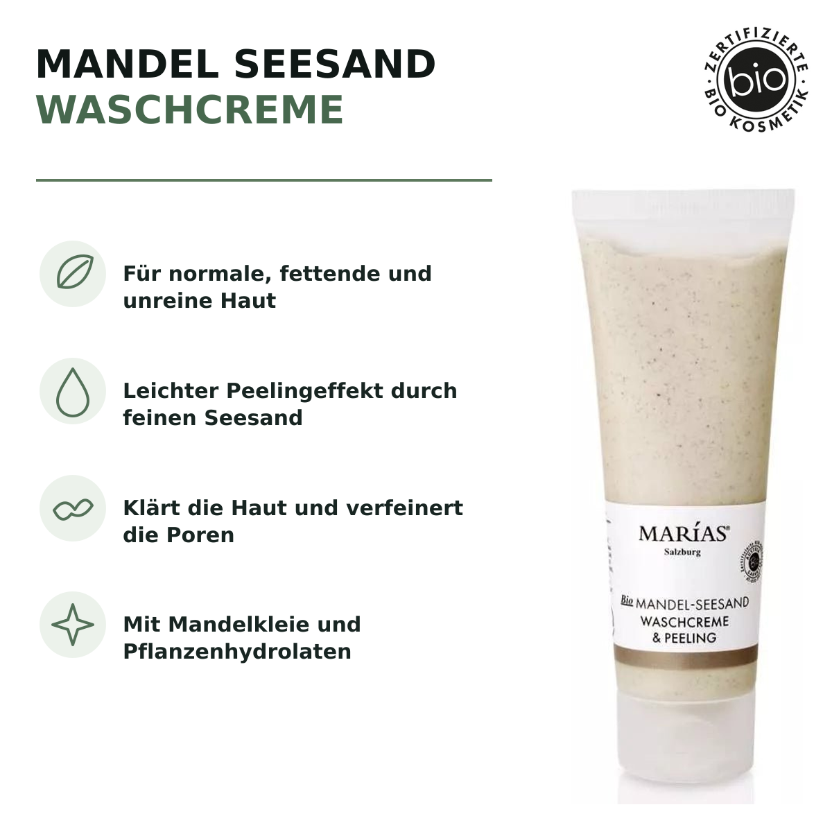 Bio Mandel Seesand Waschcreme, 80 ml – Produktvorteile