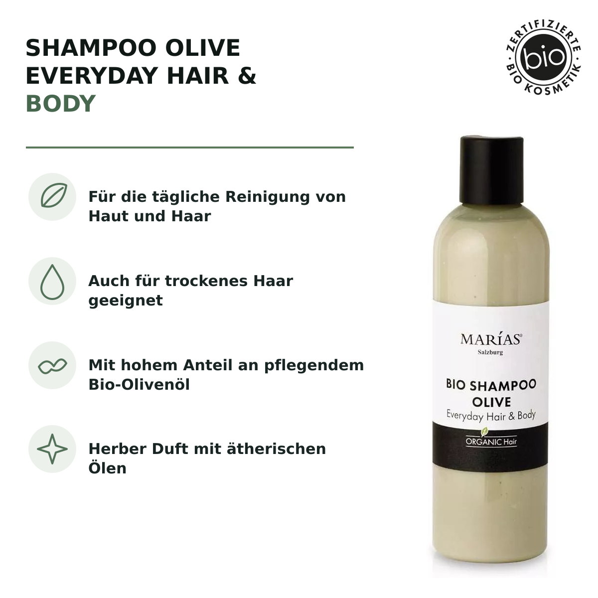 Bio Shampoo Olive Everyday Hair & Body – 250 ml – Produktvorteile