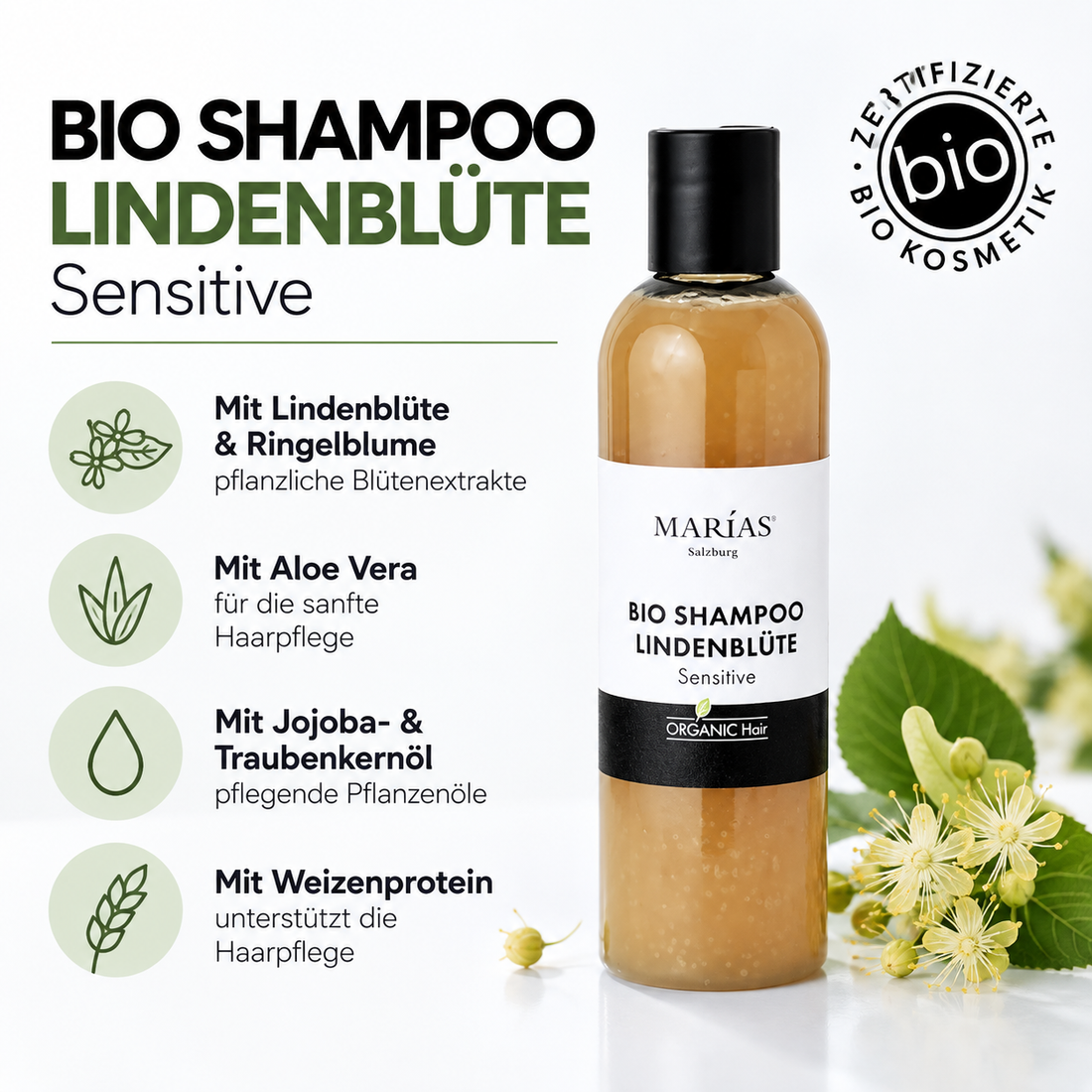 Bio Shampoo Lindenblüte Sensitive, 250 ml