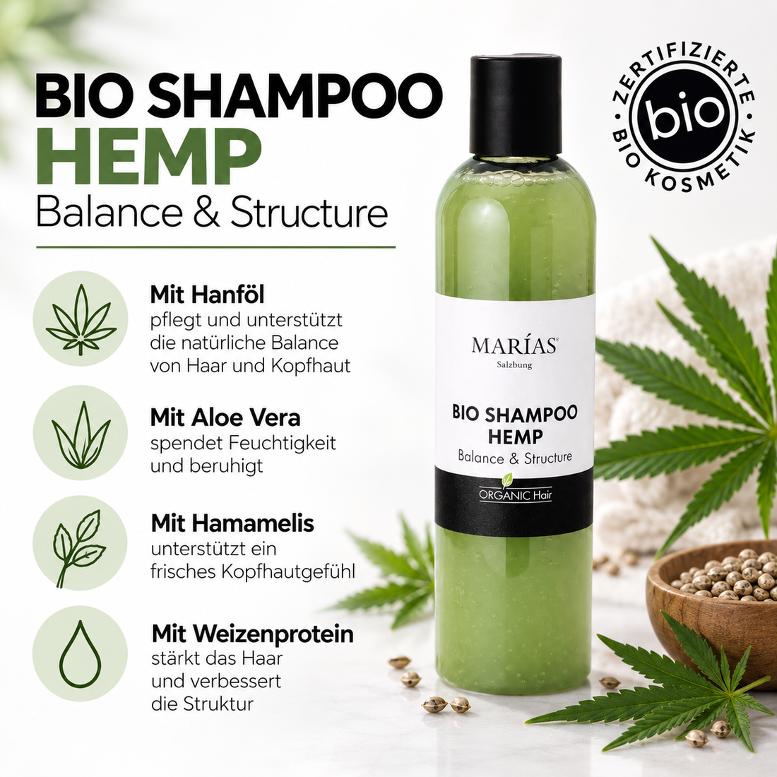 Bio Shampoo Hemp Balance &amp; Structure, 250 ml