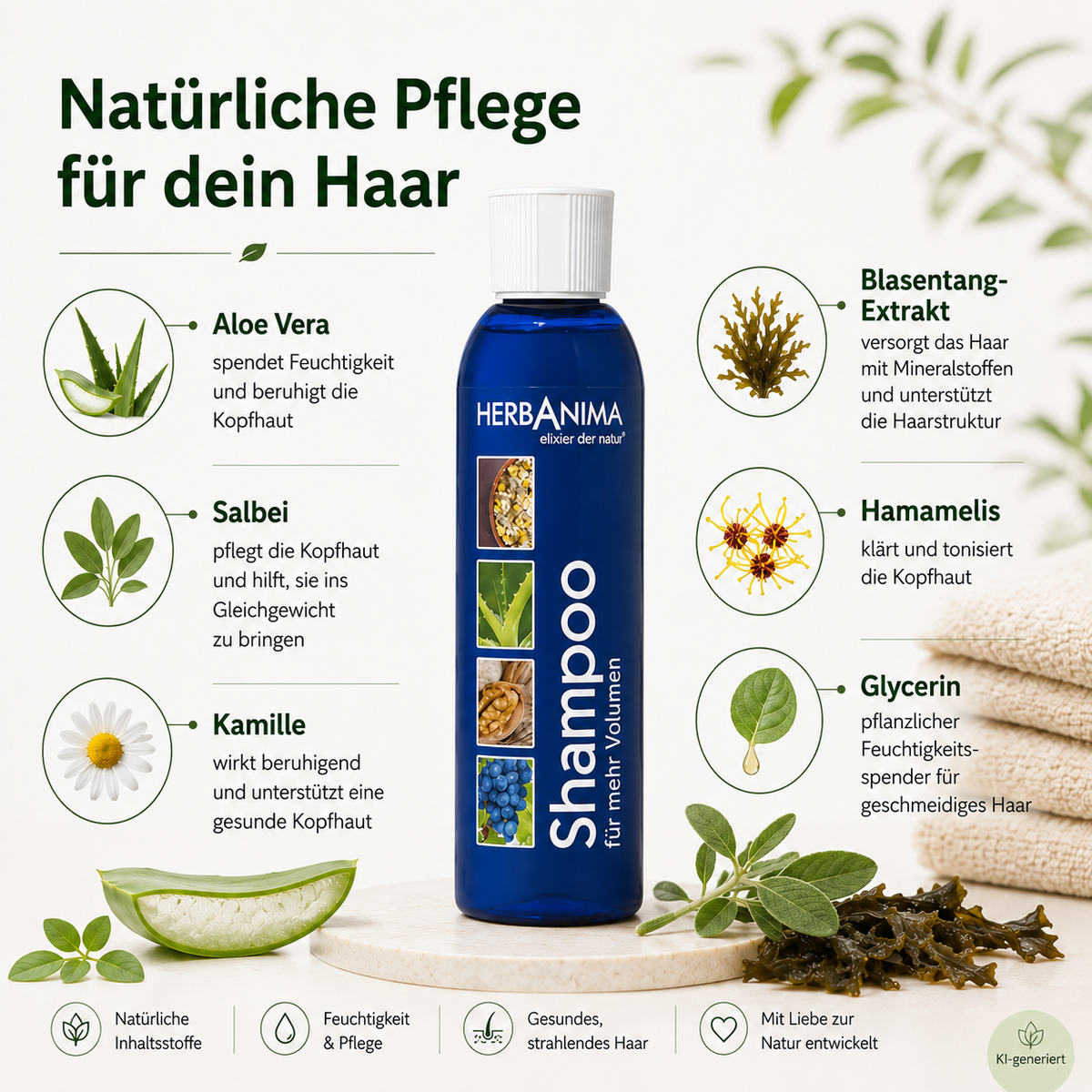 Herbanima Shampoo für mehr Volumen, 200 ml