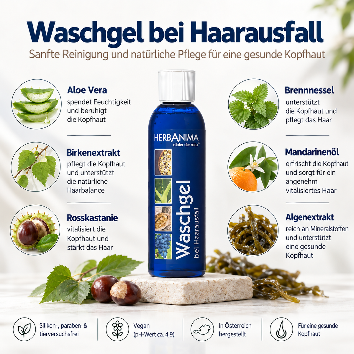 Herbanima Waschgel bei Haarausfall, 200 ml