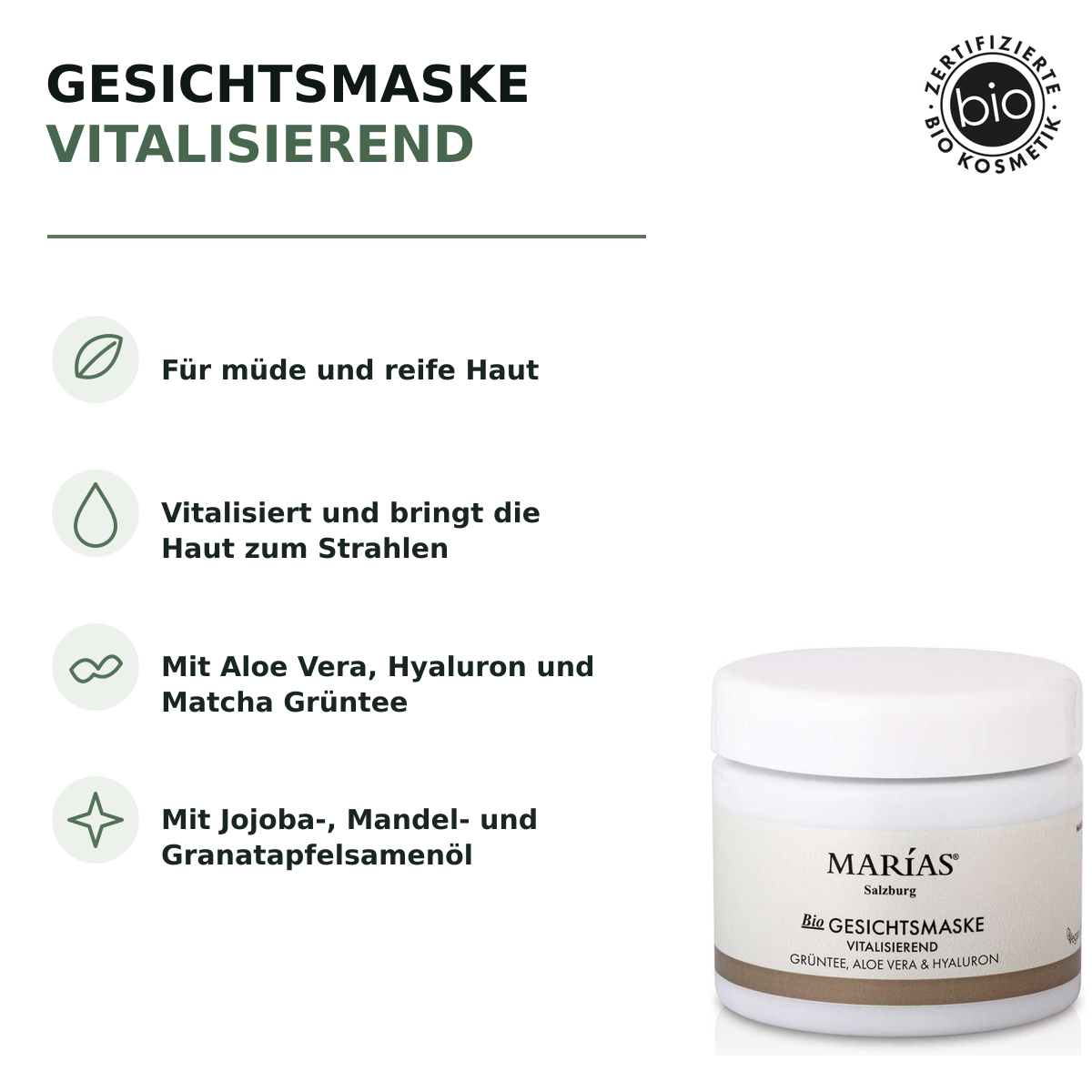 Bio Gesichtsmaske – vitalisierend  100 ml. – Produktvorteile