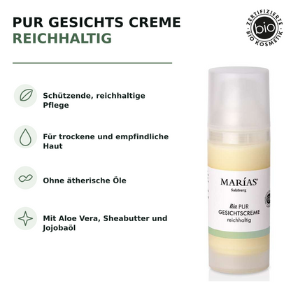 Bio PUR Gesichts Creme reichhaltig, 50 ml – Produktvorteile