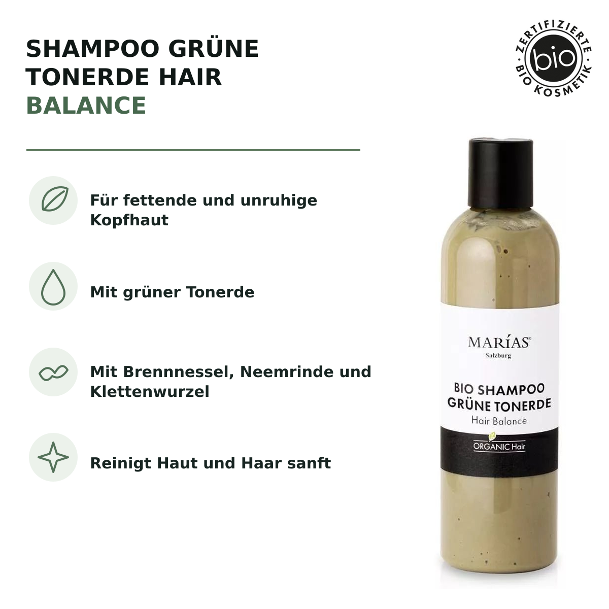 Bio Shampoo Grüne Tonerde – Hair Balance 250 ml – Produktvorteile