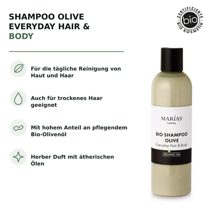 Bio Shampoo Olive Everyday Hair &amp; Body – 250 ml – Produktvorteile