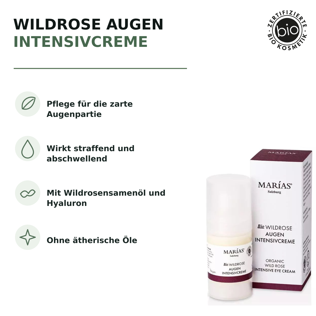 Bio Wildrose Augen Intensivcreme, 15 ml – Produktvorteile