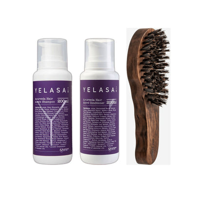 YELASAI Haarpflege-Set – Shampoo, Conditioner und Bürstenritual – alle enthaltenen Produkte